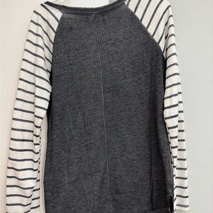 Maurices Gray and White Striped Raglan Top